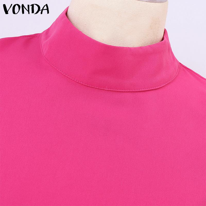 VONDA Женская мода с высоким воротом и длинным рукавом с разрезом, завязанные декоративные платья