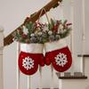 Christmas Gloves Wreath Hanging Ornament Decoration Frosted Pinecones And Red Berries For Holiday Home Wall And Stair Door Decor