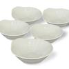 Yamaki Pottery Mino Ware Tonburi Bowl Set (5 Bowls), 13.5cm X 12.5cm X 5cm, Microwave and Dishwasher Safe, Made In Japan (White/Sand White)