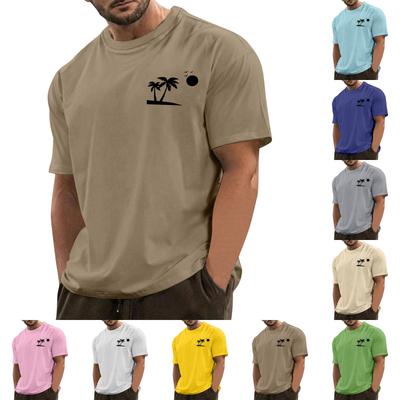 Мужская модная повседневная футболка с круглым вырезом и короткими рукавами с гавайским принтом