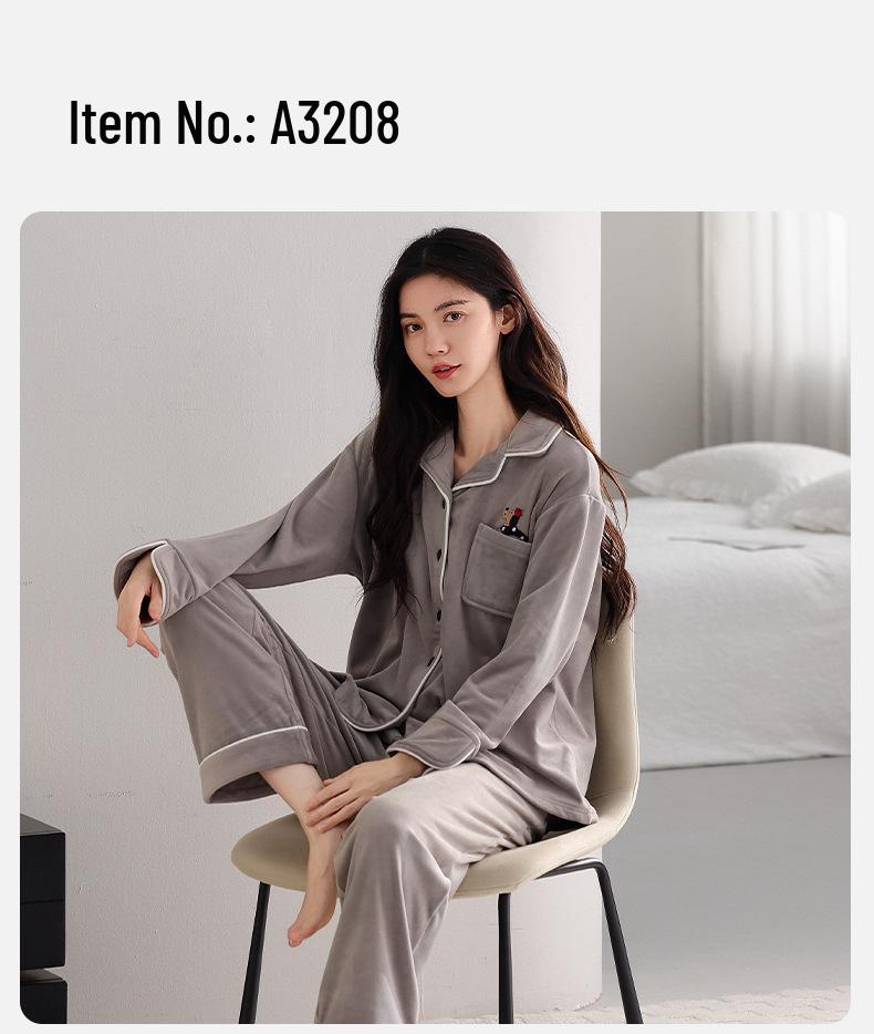 Женская зимняя пижама из бархата Sea Island - С длинным рукавом, длинными брюками, толстый кардиган из кораллового флиса, комплект домашней одежды