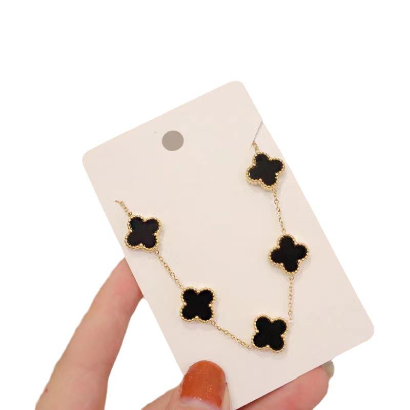 Цвет титановой стали, браслет с четырьмя листами клевера, браслет с пятью цветами, ювелирные изделия, лучший подарок для друзей