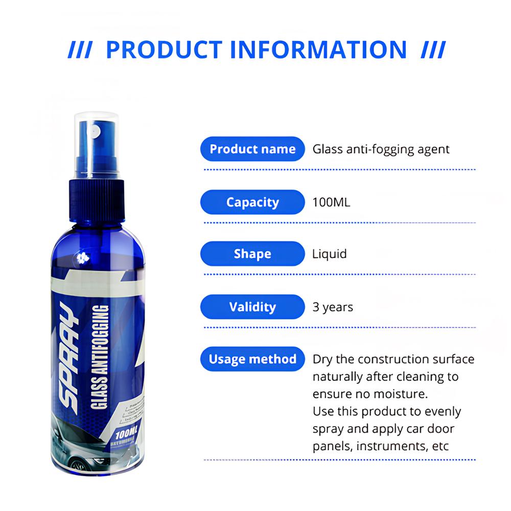 100ml Long Lasting Ati-Fog Agent Prevents Fogging Clear Vision Water Repellent Car Interior Windshield Glass Auto Accessory