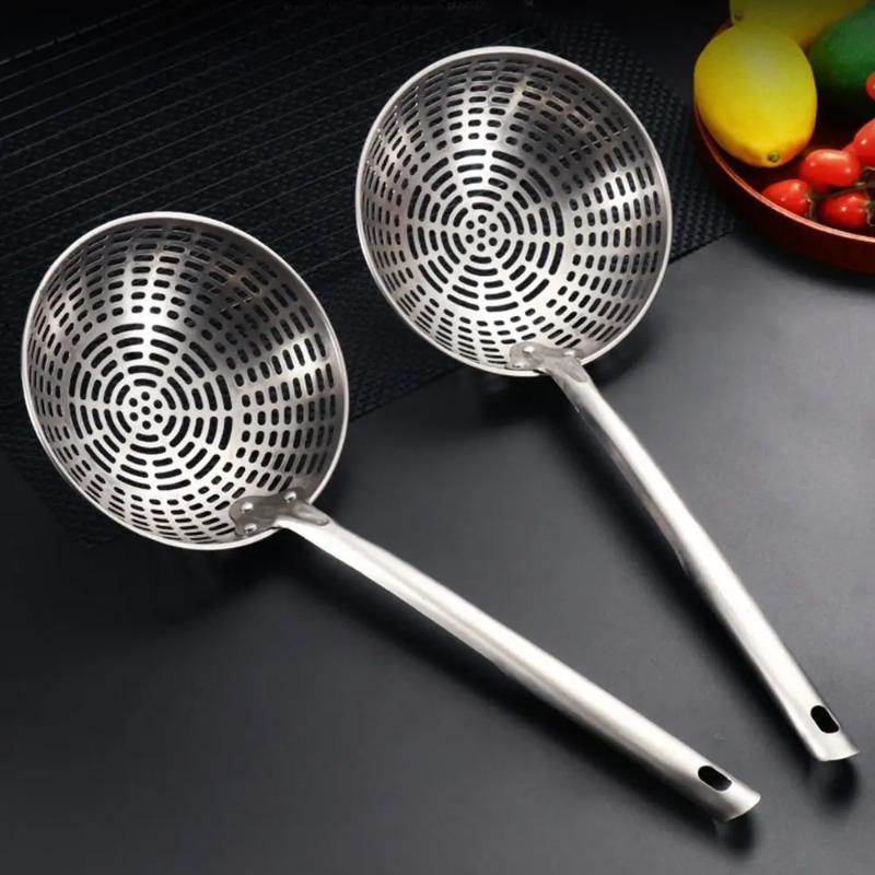 Stainless Steel Colander Long Handle Oil Frying Kitchen Fried Food Net Sieve Tool Spoon Leaky Spoon Household Cooking Tool