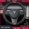 Сверхтонкая накладка на руль Tesla Model 3 из замши и углеродного волокна