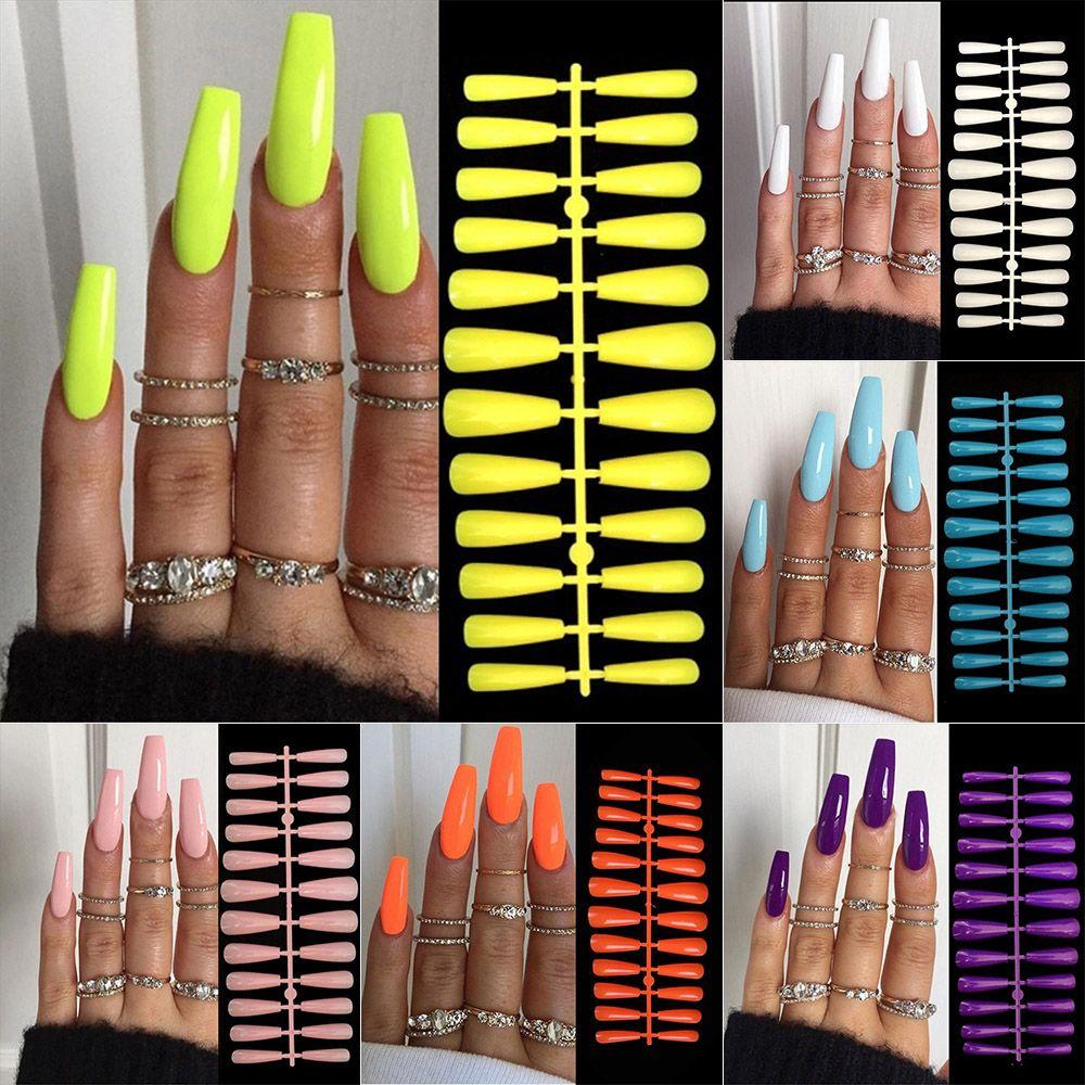 24Pcs/Set Art Manicure Full Cover Ballerina Nail False Nails Coffin Fake Nail Nail Tips