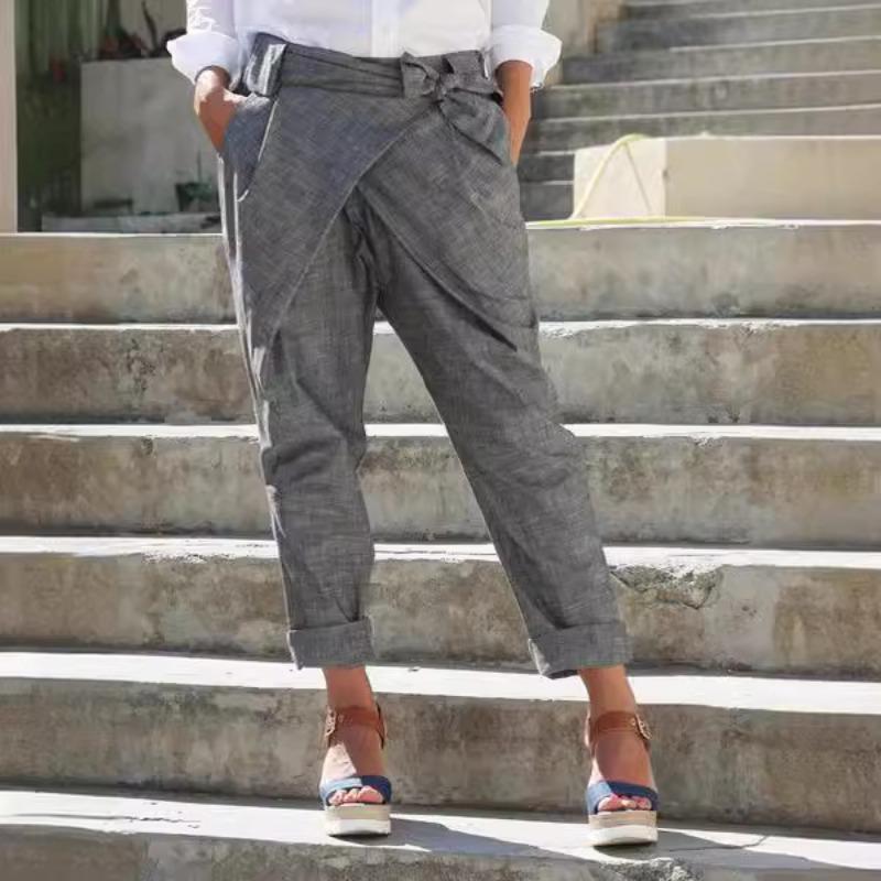 Женские брюки с индивидуальным бантом, длинные брюки