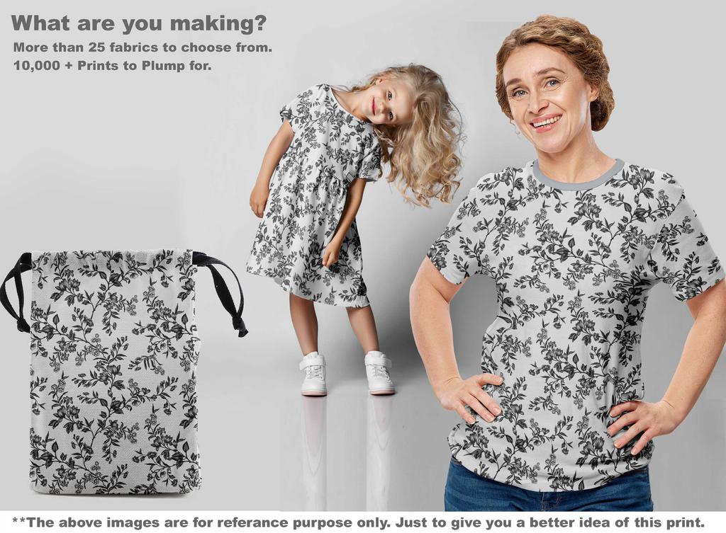 oneOone Cotton Flex Light Gray Fabric Floral Diy Clothing Quilting Fabric Print Fabric By Yard 40 Inch