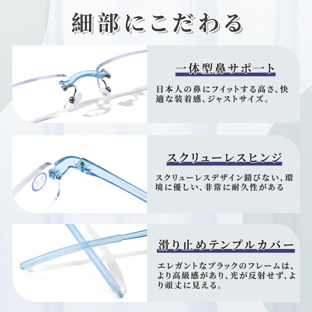 ESAVIA Увеличительное стекло с синим светом, Увеличительное стекло без оправы, Увеличительное стекло TR, Увеличительное стекло для детального чтения, Увеличительное стекло в стиле очков, 1.0, 1.5, 2.0, 2.5, 3.0,