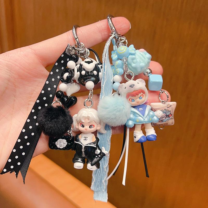 Handmade DIY Change Baby Girl Next Door Bubble Keychain Pendant Female Cute Miu Bag Doll Pendant