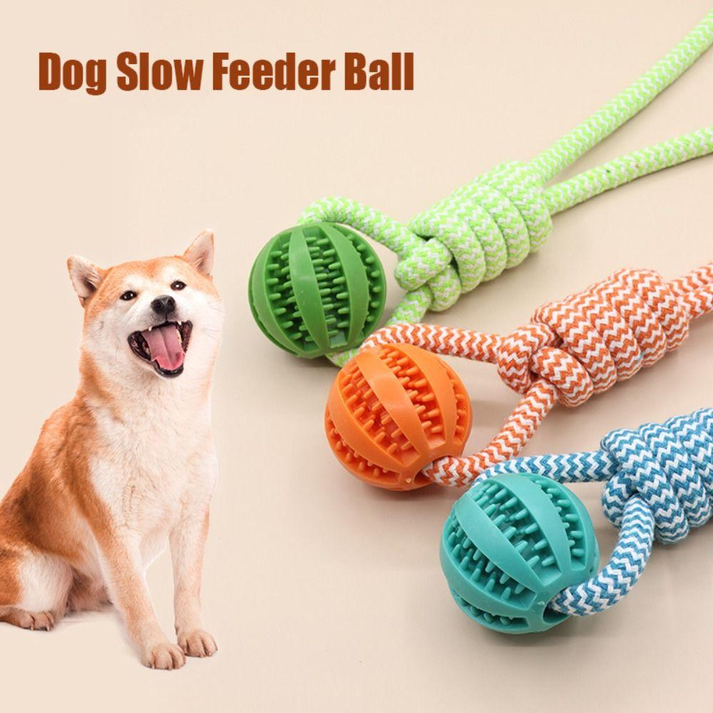 Bite-resistant Dog Slow Feeder Ball Pet Tooth Cleaning Dog Chewing Toys Fun Rope Knot Dog Toys Cat