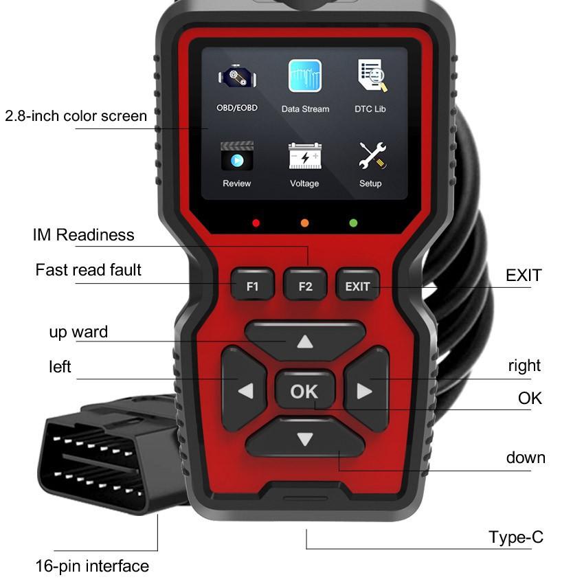 Сканер V519 OBD2 с цветным экраном и многоязычной поддержкой для диагностики неисправностей автомобиля