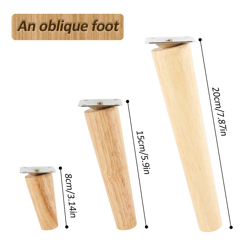 4Pcs Furniture Legs Wooden Solid Furniture Feet Oblique Straight Non-slip Table Chair Feet Replacement Feet Floor Protector Home
