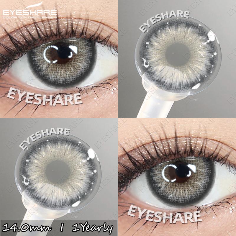 Eyeshare 2pcs Colored Contact Lenses for Eyes Blue Contact Black Eye Lens Gray Beautiful Pupils Yearly Brown Eyes Makeup Lenses