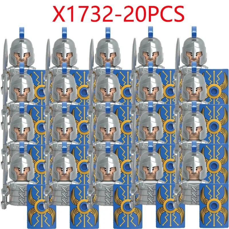 Military Building Blocks Medieval Times Roman Solider Figures Toys Adults Kids Gifts Weapons Sword Shield Helmet Cloak Halberd