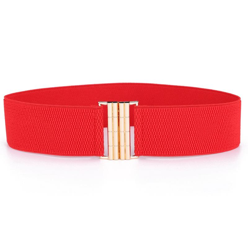 Women'S Bamboo Pattern Buckle Elastic Waist Seal Elastic Waist Dress Decorative Belt Three Sizes