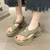 Soft Leather Sandals Women's 2025 Summer New Muffin Platform Small Beach Shoes Design Feeling with Skirt Roman Shoes