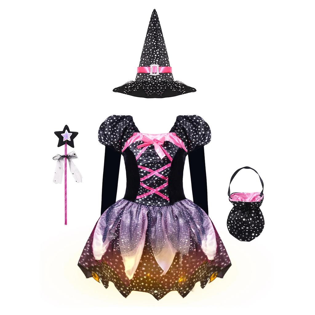 Girls Clothes Halloween Witch Cosplay Dresses Handmade Carnival Costume for Children Party Prom The Dress Kids Photo Fancy Kids