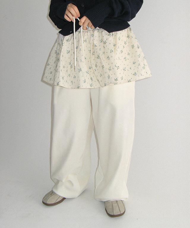 RONRON Layered Skirt Training Pants Ivory Flower