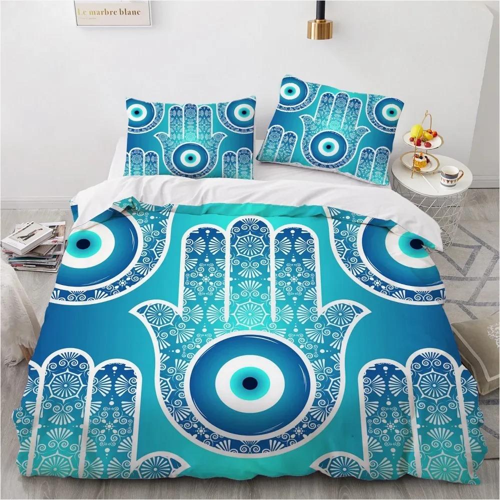 3D Blue Evil Eye Пододеяльник King Queen Size Psychedelic Magic Drawing Eyes Комплект постельного белья для детей, подростков, взрослых, полиэстеровый пододеяльник