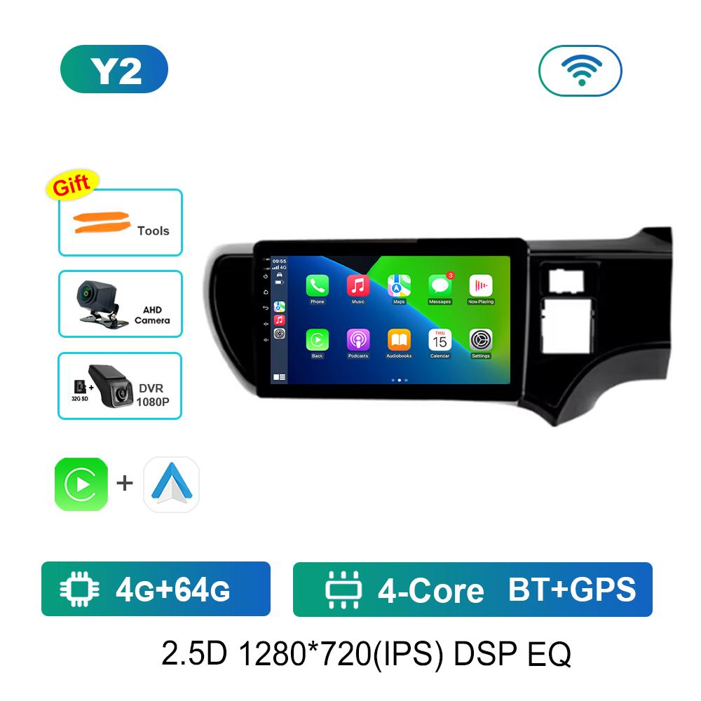 9-дюймовый DSP Стерео Android OS для Toyota Aqua 2011 - 2017 Navi GPS 4G Автомагнитола Мультимедийный плеер BT IPS Экран WiFi Вентилятор охлаждения