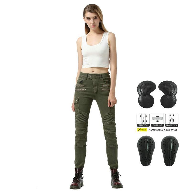 LOONG BIKER Womens Harley Style Jeans Motorcycle Riding Casual Racing Protective Pants