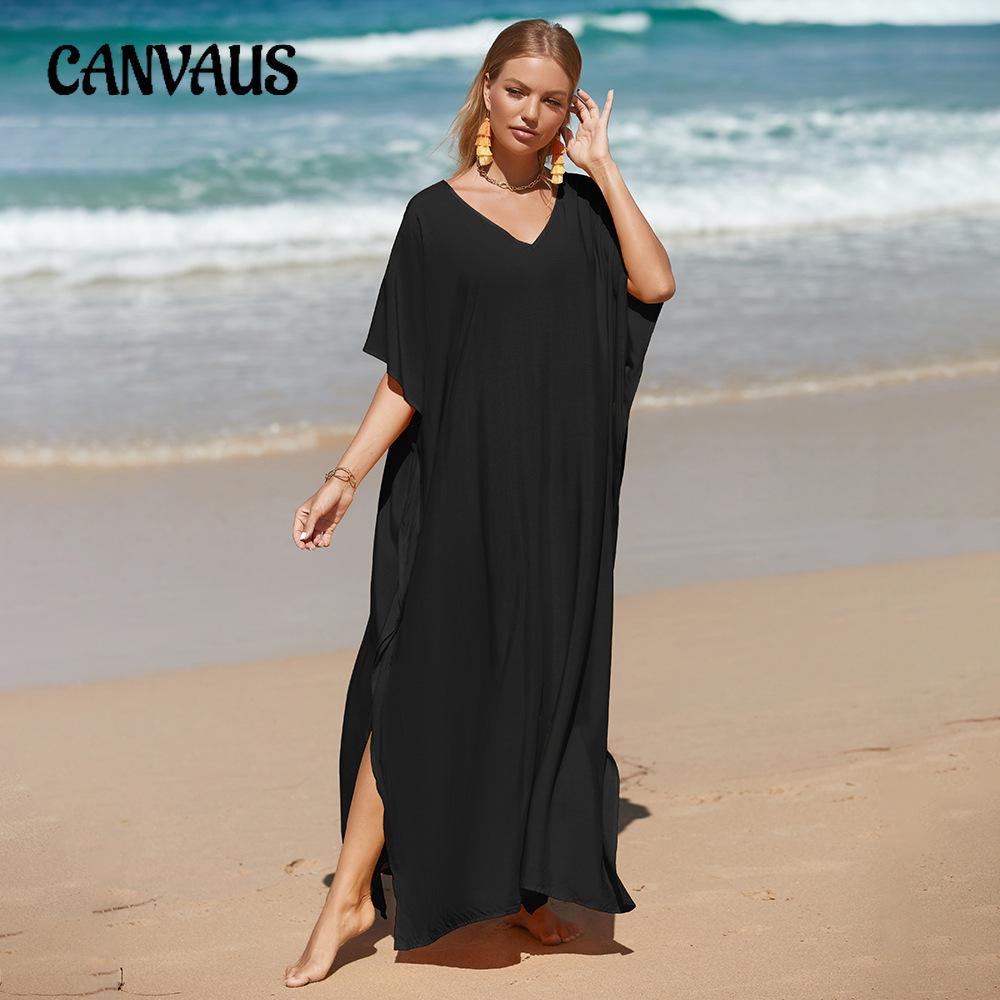 Women's Beach Cover Up Loose Plus Size Bohemian Long Dress Bikini Outer Shirt