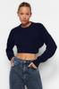 Women's Elegance Style Sweater Black Super Crop Basic Knitwear Sweater