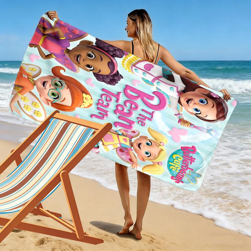 Butterbean's Café Print Beach Towel, Large Soft Quick Dry Towel for Beach Camping Swimming