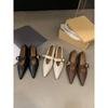 Flat Bottom Pointed Black Single Shoes Women's Shoes 2024 New Summer French Low Heel Temperament Mary Jane Small Leather Shoes