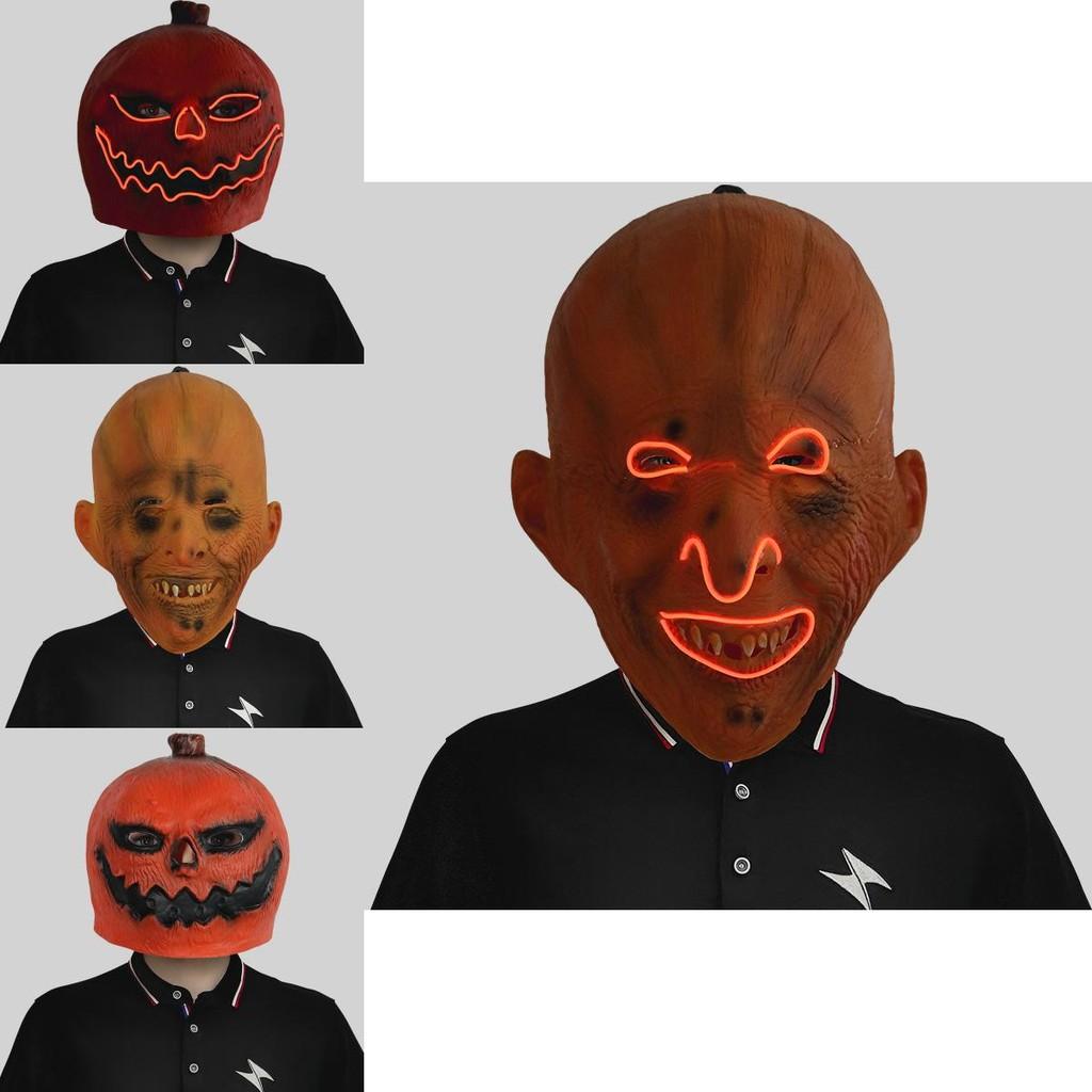 Страшная Светящаяся Тыквенная Голова Латексная Маска для Хэллоуина, Костюмированных Вечеринок и Фестивалей