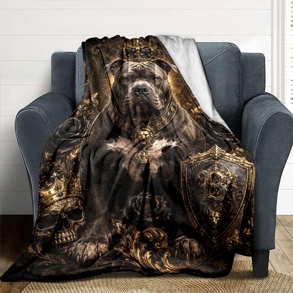 Bull Terrier Print Flannel Blanket High Quality Warm Comfortable Cover for All Seasons Perfect for Gifts Home Decor