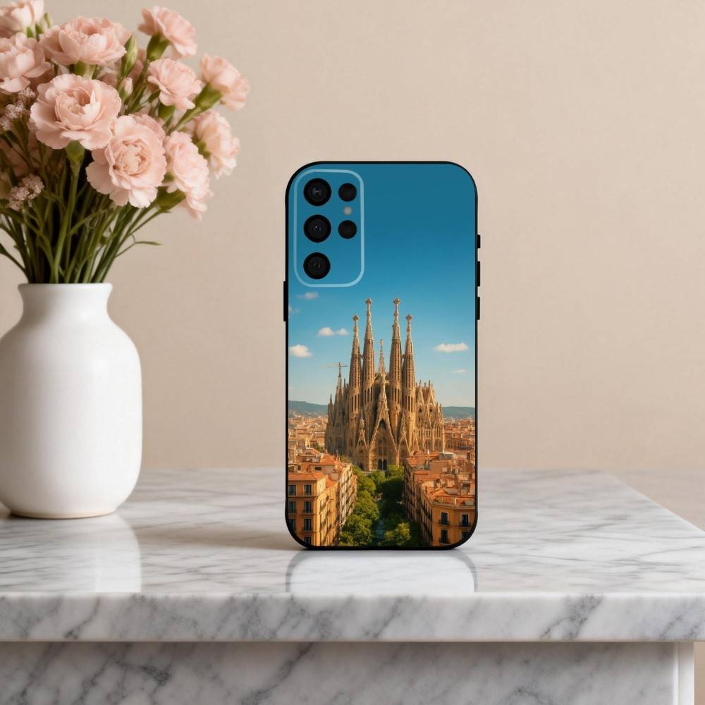 A-Архитектурный пейзаж B-Барселоны Чехол для телефона Samsung S25,24,23,22,30,21,10,9,Ultra,Plus,Lite,FE,4,5 G Мягкий черный чехол