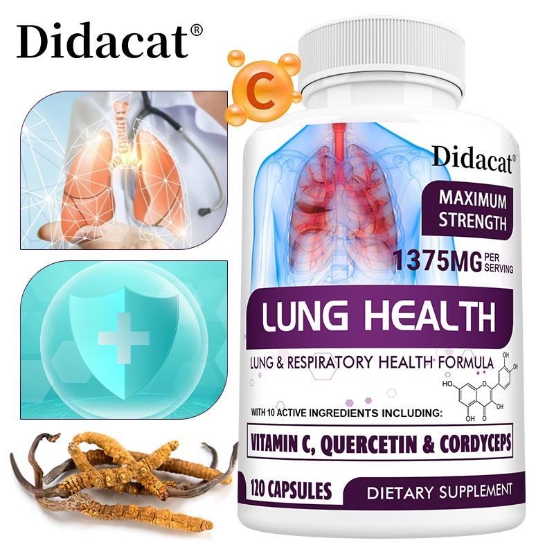 Didacat Lung Wellness Complex Supplement with Vitamin C, Cordyceps, Quercetin, Butterbur, Bromelain, Citrus Bioflavonoids & Vitamin K2, 120 Caps