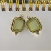 New Vintage Trend Pearl Earrings Square Shape Waterdrop Earrings Green Zircon Earrings  for Women