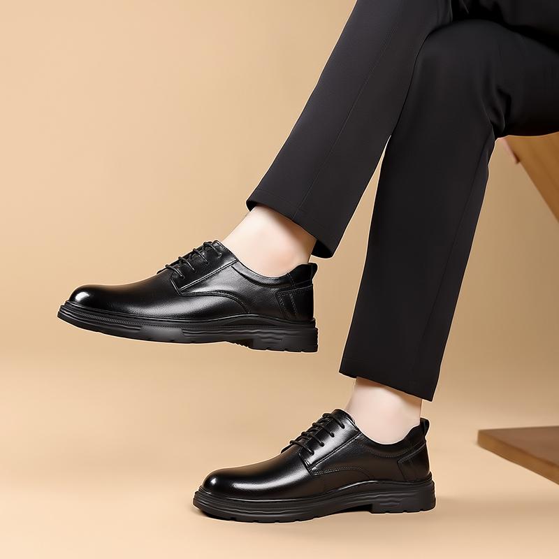 Genuine Leather Business Men'S Shoes Minimalist Luxury Quality Style Work And Office Black Shoes Suit Derby Versatile Hot