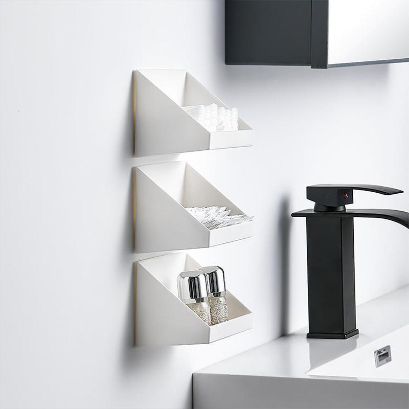 Настенный стеллаж для хранения, ванная комната, кухня, органайзер для всякой всячины, держатель для косметики, лоток для хранения косметики, органайзер для макияжа, самоклеящаяся полка