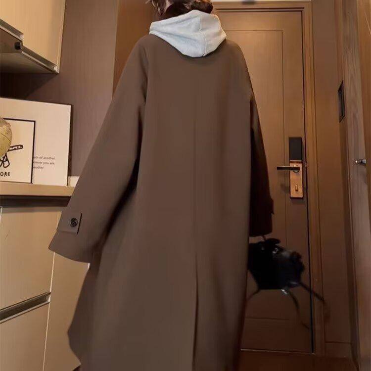 Женский ветрозащитный плащ petite средней длины в японском стиле с воротником-куклой, свободный крой - Весна 2025