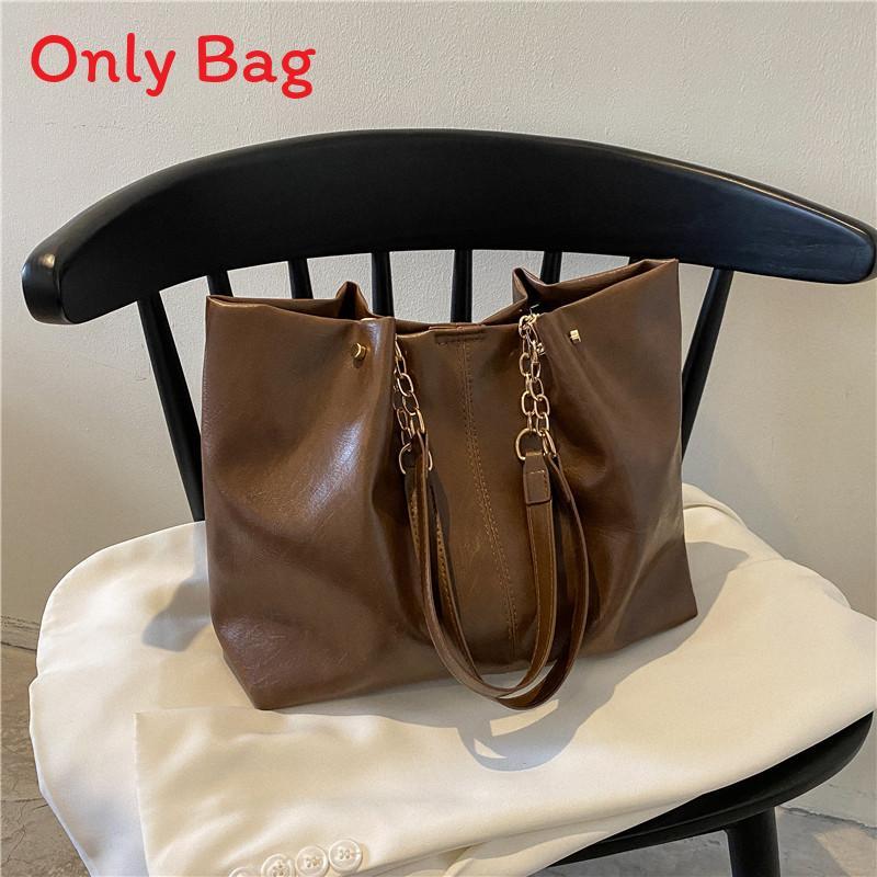 Womens Oversized Tote Bag Pu Material With Chain Detail For Casual Outings
