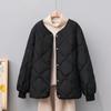 Women's Collarless Diamond Lattice Light Warm Short Winter Down Cotton Jacket