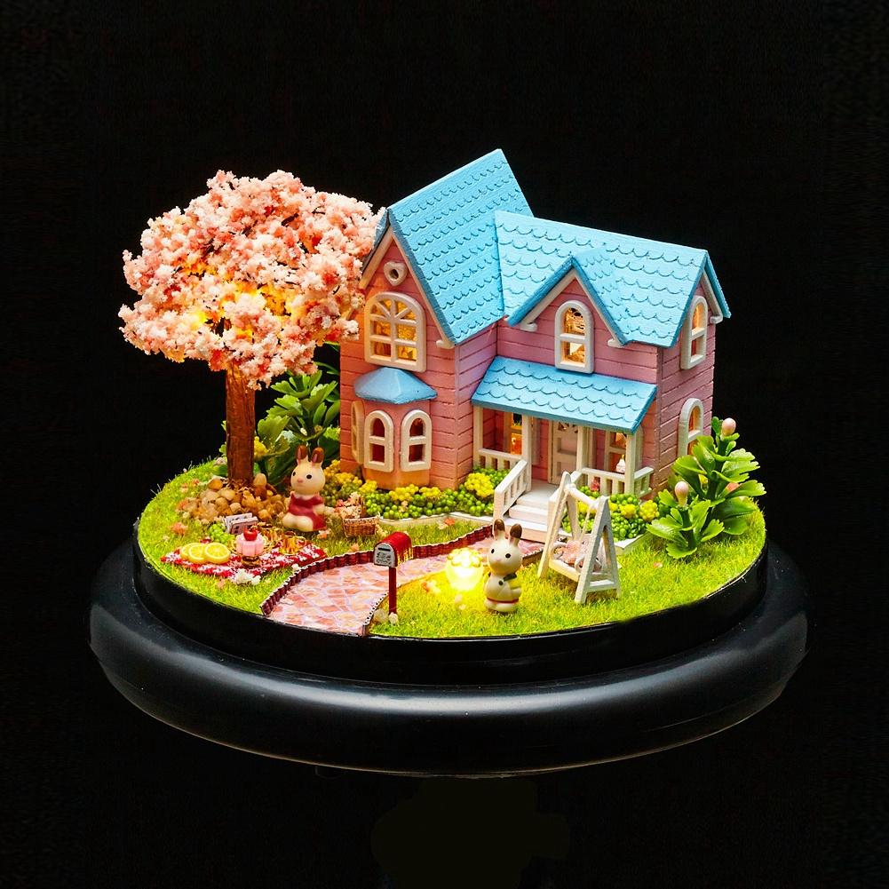DIY Handcraft Buildings Mini House Kit со светодиодными огнями Подарки на Рождество День Рождения Домашний Декор #2
