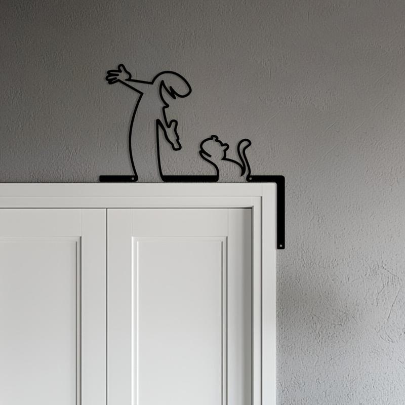 Металлический Настенный Декор Кованый Железный Знак Домашний Интерьер Дверной Проем Искусство Подвесная Картина Декор Комнаты Счастливый Кот Домашнее Украшение