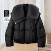 Siboshe Women's 90% Down Lapel Jacket with Large Fur Collar