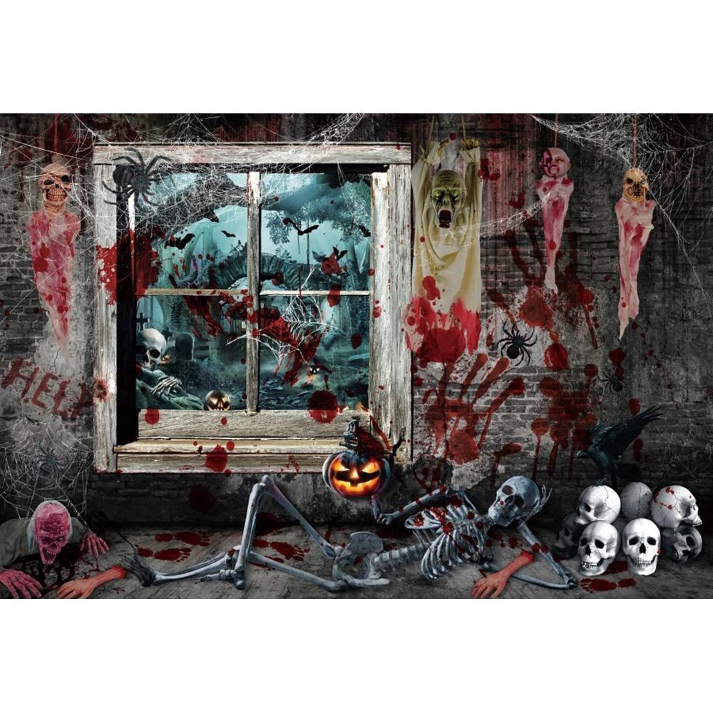 Хэллоуин украшения гобелен дом с привидениями ужас ночь страшная могила призрак череп ведьма замок фон ткань украшение для вечеринки