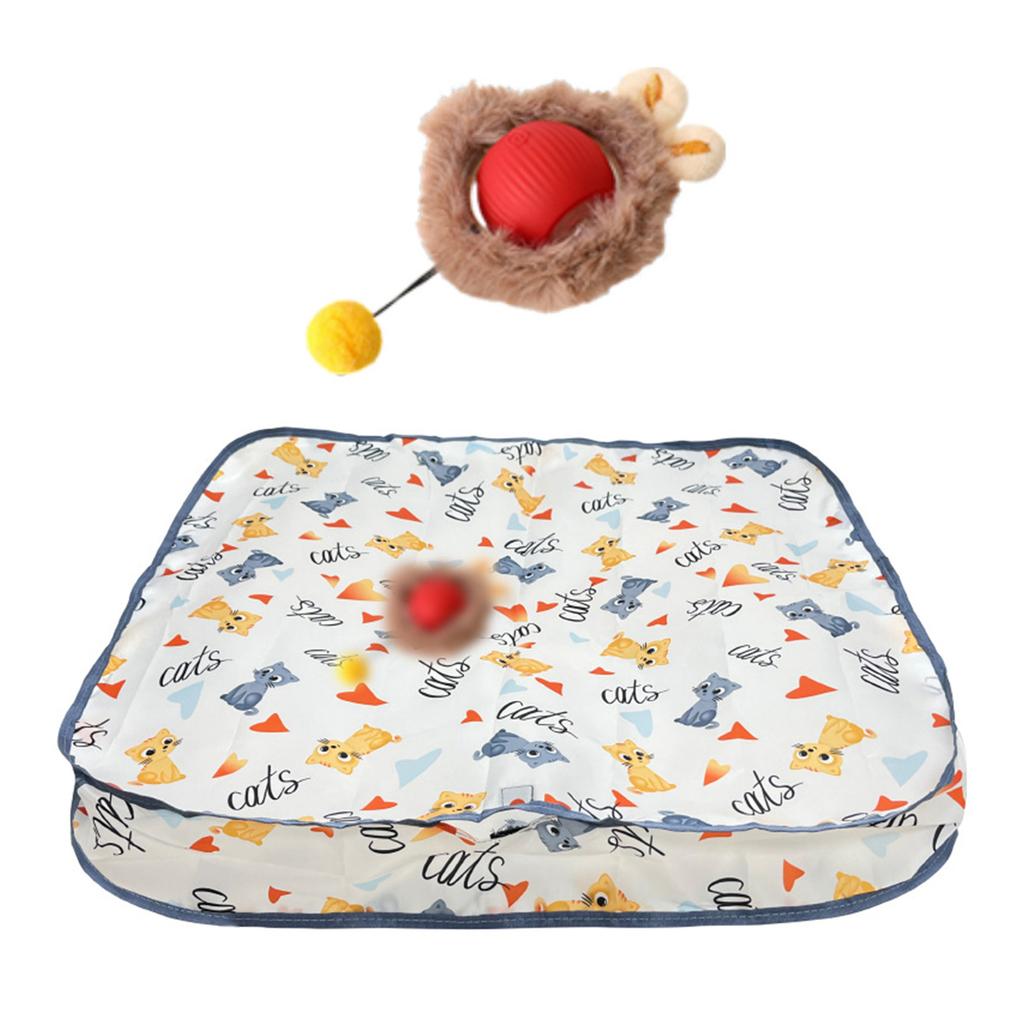Интерактивный игровой коврик с игрушкой для кошек, активируемой движением, и быстро катящимися игрушечными шариками, перезаряжаемый коврик-дразнилка диаметром 28 дюймов