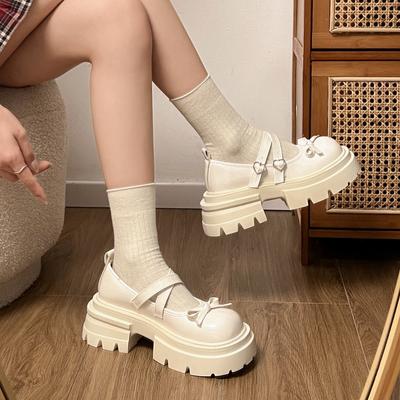 Белые французские ретро туфли на толстой подошве с открытым вырезом и толстым каблуком для женщин, новинка лета 2025, туфли Мэри Джейн для юбки JK