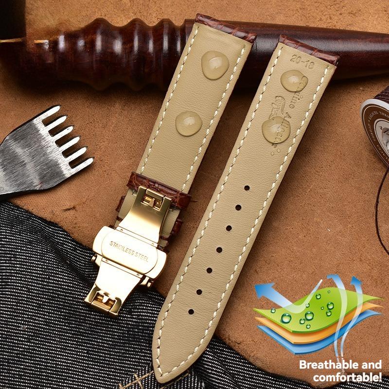 Оригинальный ремешок для часов из кожи крокодила - Роскошный ремешок для Longines Omega Citizen Tissot Rossini Seagull - Бабочка-застежка для мужчин
