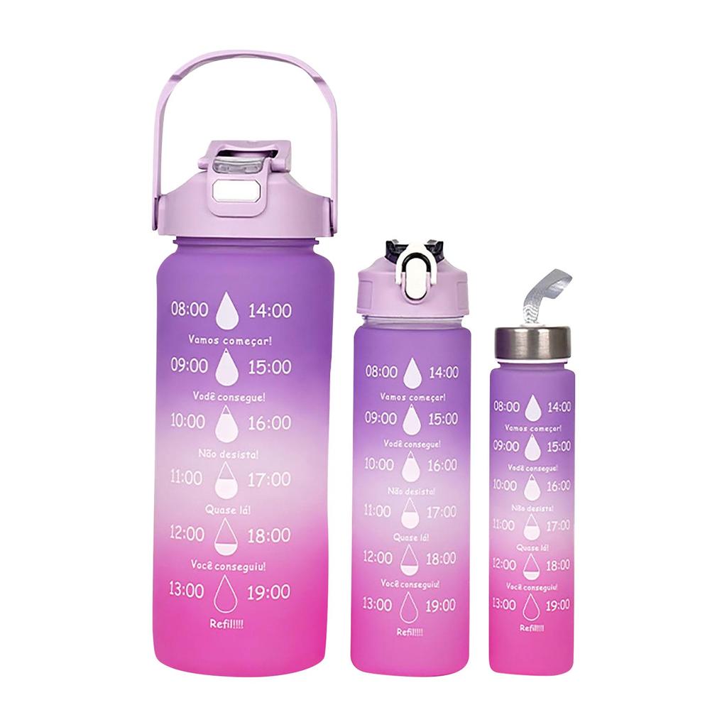 Набор из 3 пластиковых чашек с градиентом, большая емкость, спортивная бутылка для воды, портативная чашка для путешествий на открытом воздухе, в тренажерный зал, для фитнеса, студентов