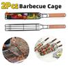 Портативная корзина для гриля для барбекю из нержавеющей стали с антипригарным покрытием, корзина для гриля для барбекю, деревянная ручка, сетка для гриля, инструмент для обжарки мяса для пикника