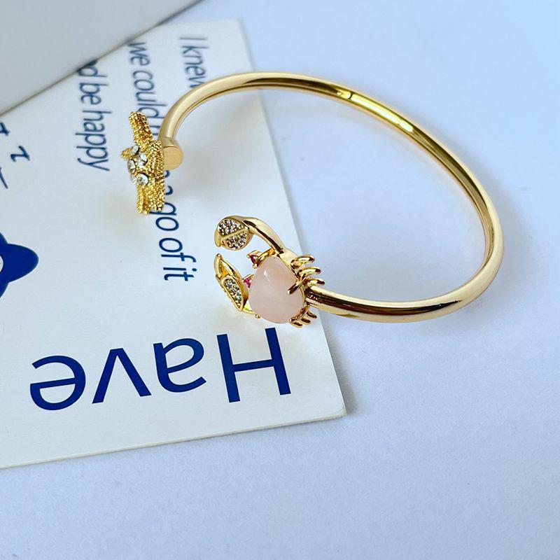Pink Starfish & Crab Metal Bangle: Summer Luxury Niche Design